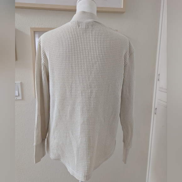 Madewell Off-White Waffle Knit Mock Neck Long Sleeve Top – XS - Picture 3 of 4